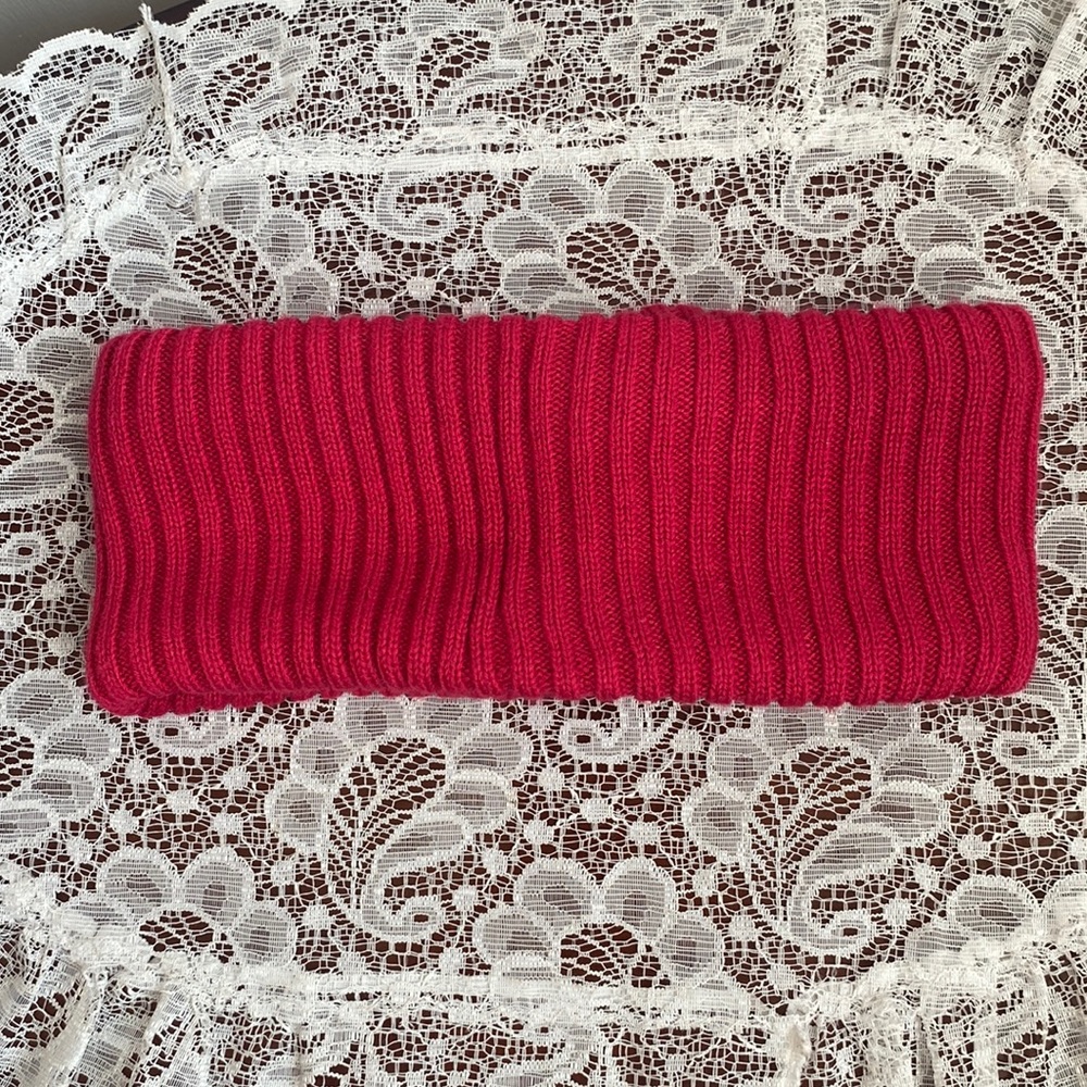 Winter Head Band Fleece Lined Ear Muff Dark Pink warm Sweater Knit One Size